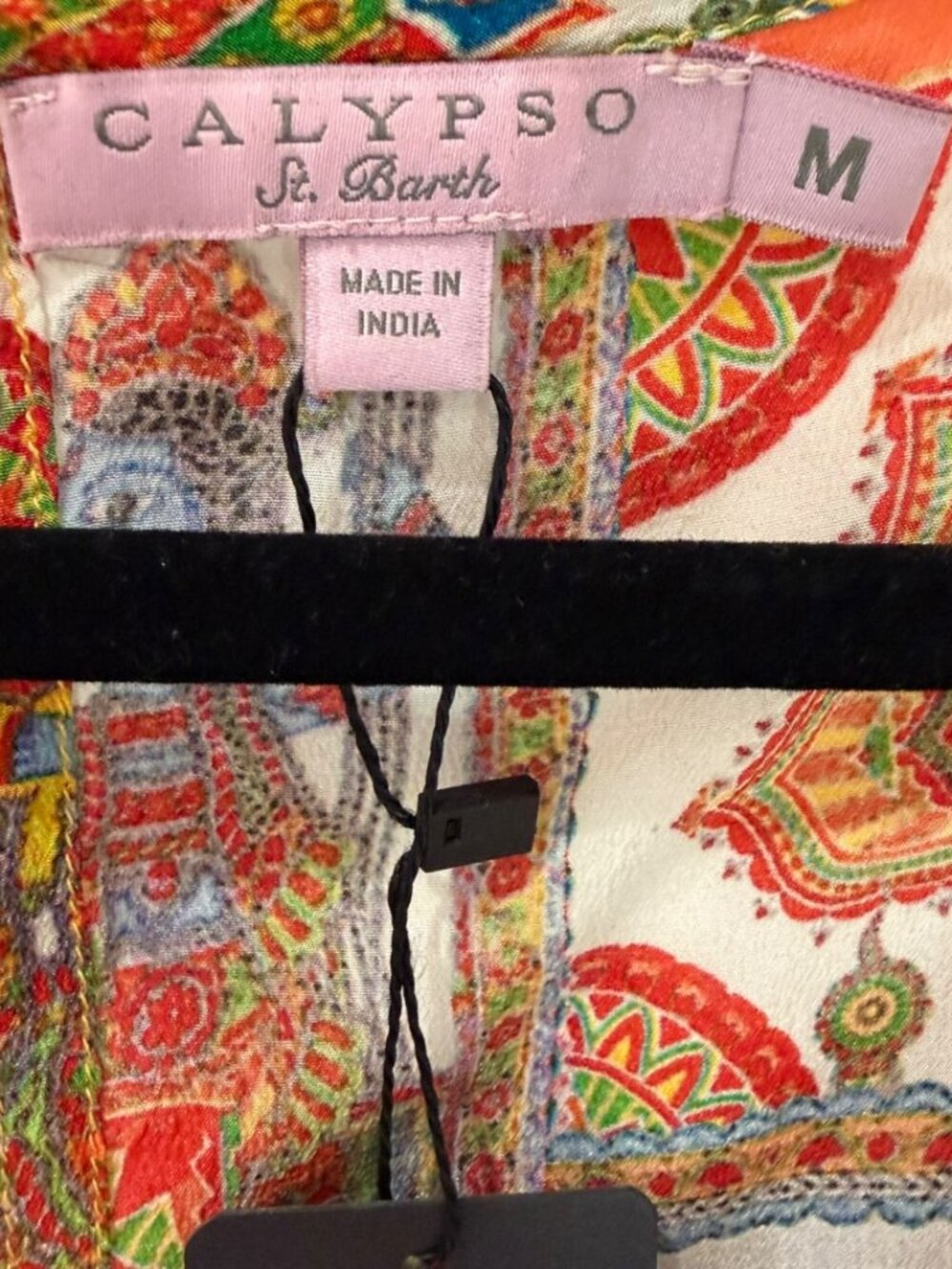 Calypso St. Barth Silk Tank Top Printed Boho India Motif Orange Multicolor Size - Picture 4 of 5